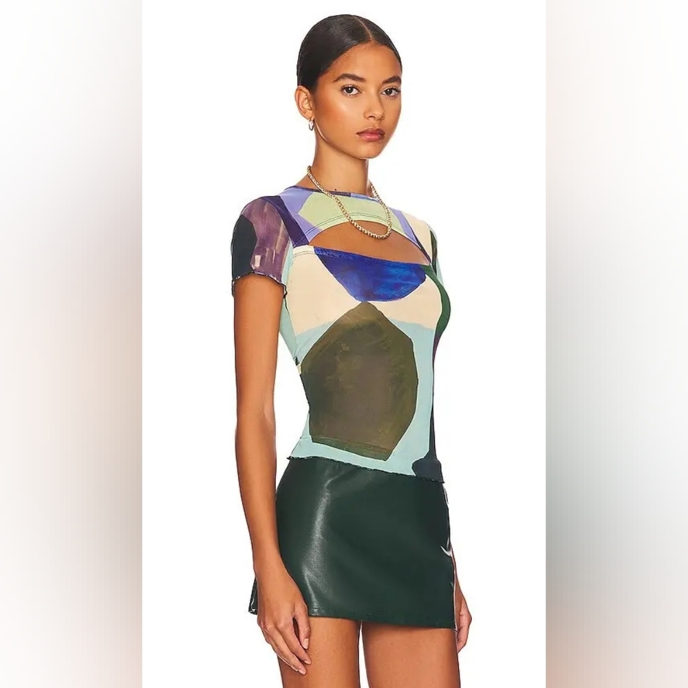 7. NWT MIAOU X PALOMA ELESSER LACE BACK SHIRT - Picture 3 of 7